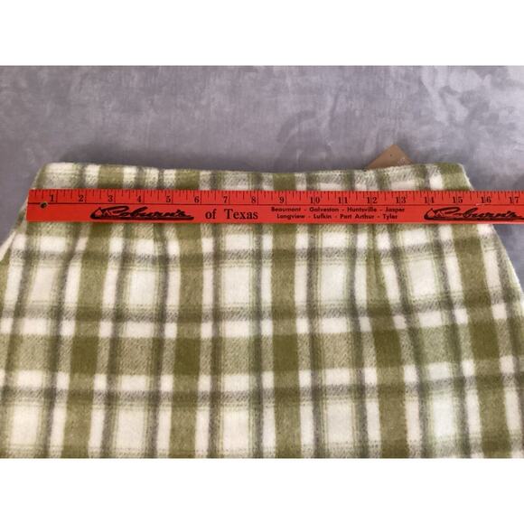 Vestique Women‎ Mini Skirt Sage White Plaid Size L Wool NWT - Picture 5 of 8